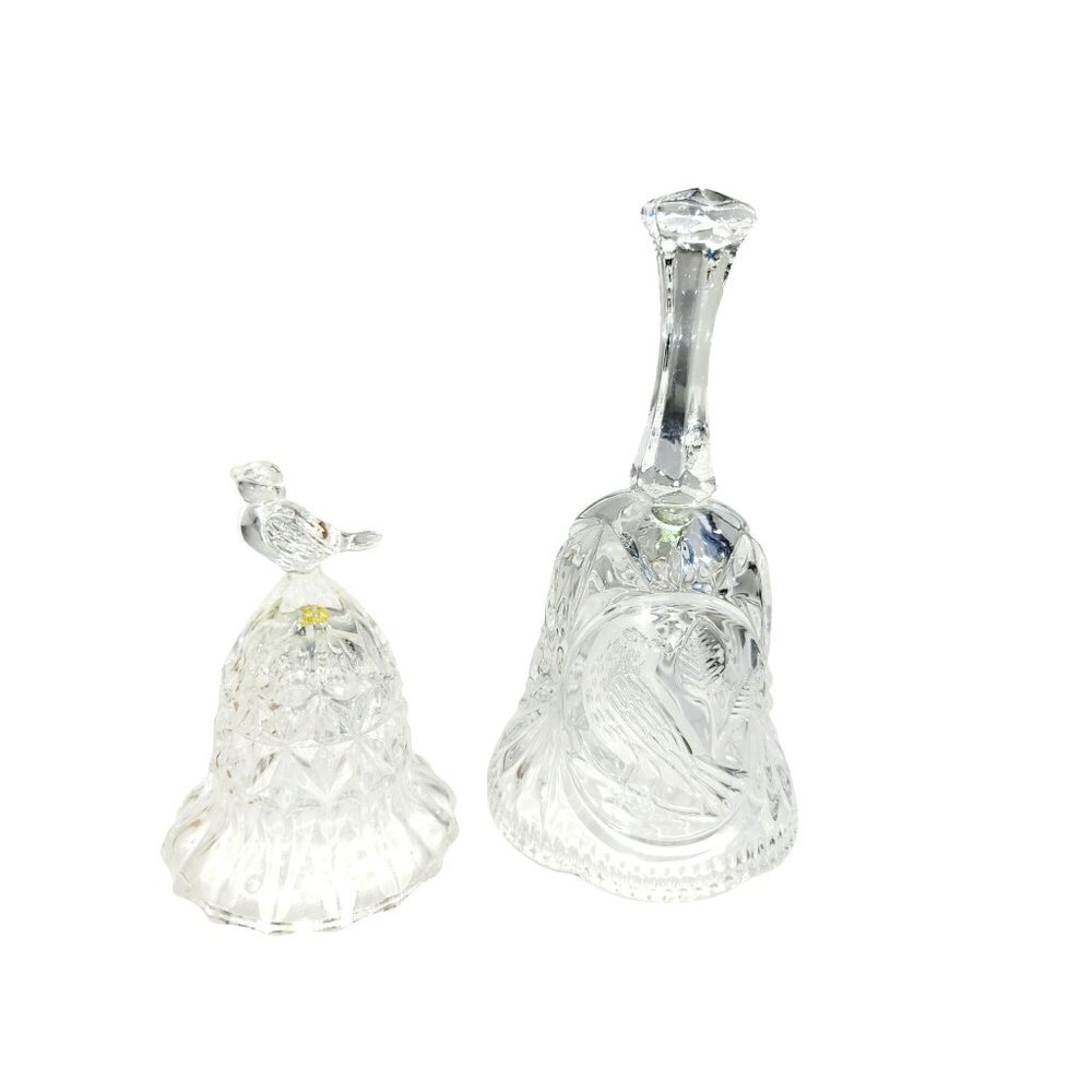 Hofbauer Byrdes Bells Collection 5.5" and 3.75" Clear Lead Crystal with Clappers
